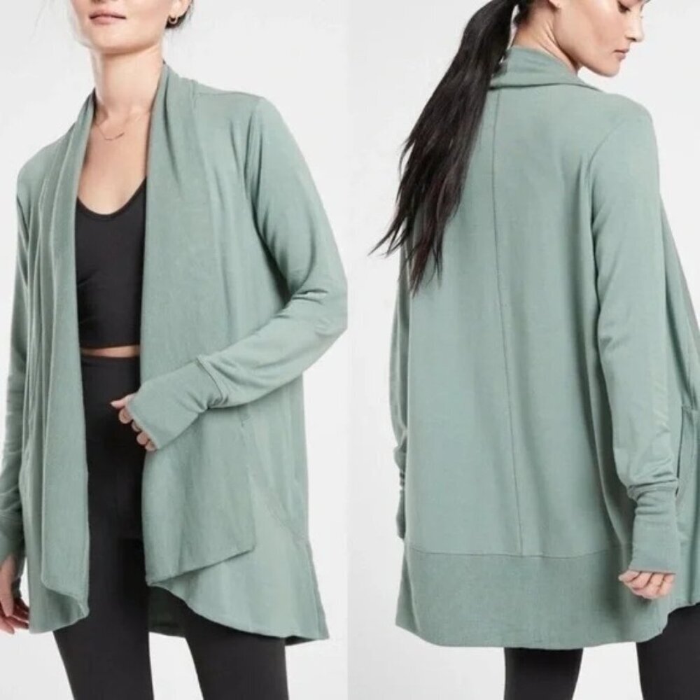 Athleta Pranayama Restore Wrap Green Cardigan 2X